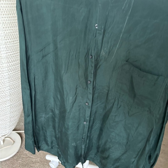 Stock Options 100% Silk Green Longsleeve Size Medium NWOT Comfy Button Up Blouse - Picture 8 of 16
